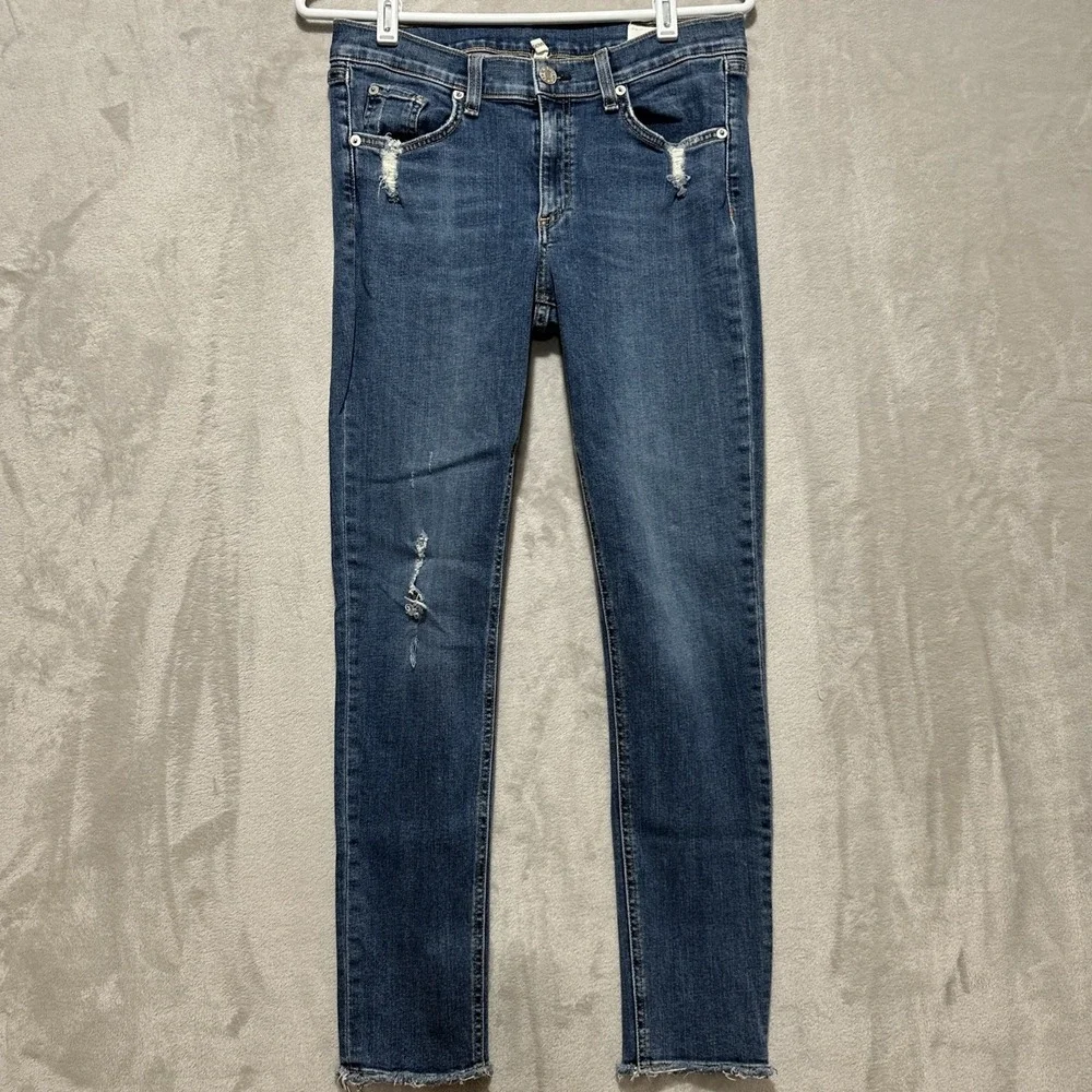Rag & Bone Distressed Skinny Jeans Women's 30 La Paz Raw Frayed‎ Hem 5 Pockets